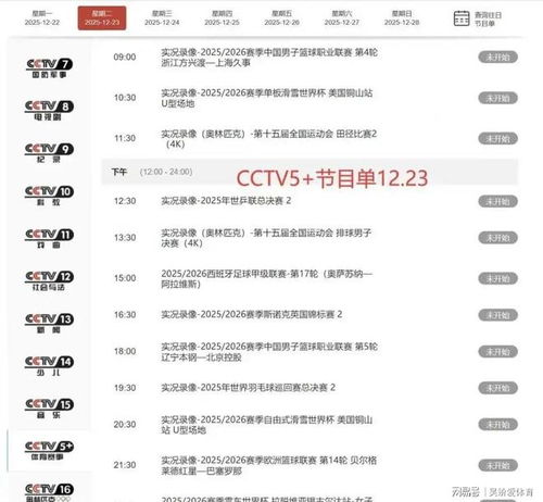 cctv5今天节目表（cctv5今天节目表全部）